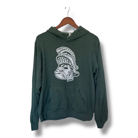 MSU Spartans College Hoodie Green White Large Cotton Blend - Picture 2 of 9